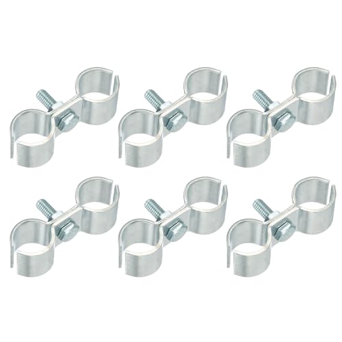 HARFINGTON 6pcs Chain Link Fence Panel Clamps 11/16" Galvanized Dog Kennel Clamps Fence Connector Temporary Dog Cage Hardware Parts with Bolts and Nuts for Round Pipe Panel Frame Cage - size: 11/16"