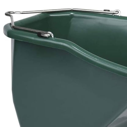 Little Giant 10-Quart Plastic Flat Back Angular Livestock Feed Bucket for Horses, Cattle, and Other Livestock, Green (4 Pack)