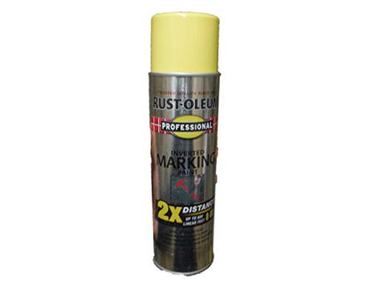 Rust-Oleum Professional 2X Inverted Marking Yellow Spray Paint | Utility Marking, Construction Layout, Survey Marking, High Visibility Color, 2X Distance Coverage, 15 oz - color: High Visibility Yellow, size: 15 Ounce (Pack of 1), style: 2X Distance