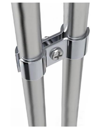 6 Set Double Pipe Clamp, Dog Kennel Clamps, Metal Fence Clips Parts, Stainless Steel Heavy Duty Chain Link Fence Panel Clamp for 25mm Round Pipe Panel Frame, Saddle Clamps with Bolts and Nuts - size: 25mm