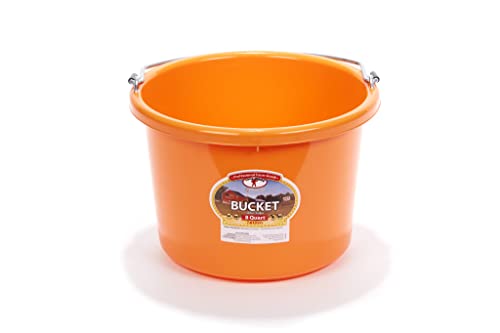 Plastic Animal Feed Bucket (Navy) - Little Giant - Round Plastic Feed Bucket with Metal Handle (8 Quarts / 2 Gallons) (Item No. P8ORANGE6) - color: Orange