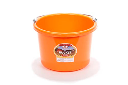 Plastic Animal Feed Bucket (Navy) - Little Giant - Round Plastic Feed Bucket with Metal Handle (8 Quarts / 2 Gallons) (Item No. P8ORANGE6) - color: Orange