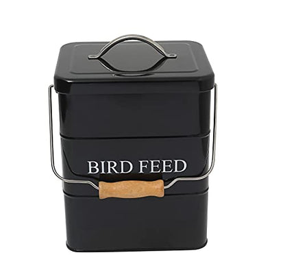 Morezi Bird Seed Storage Container Metal, 6 Lbs Airtight Bird Food Tin - color: Black
