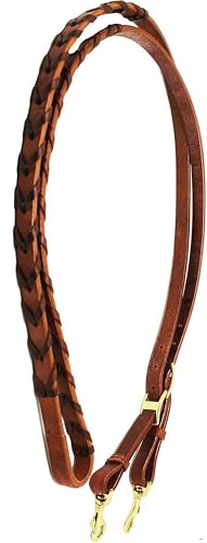 CHALLENGER 8' Horse Western Leather Latigo Laced Barrel Contest Reins 66RT10 - color: Tan Brown