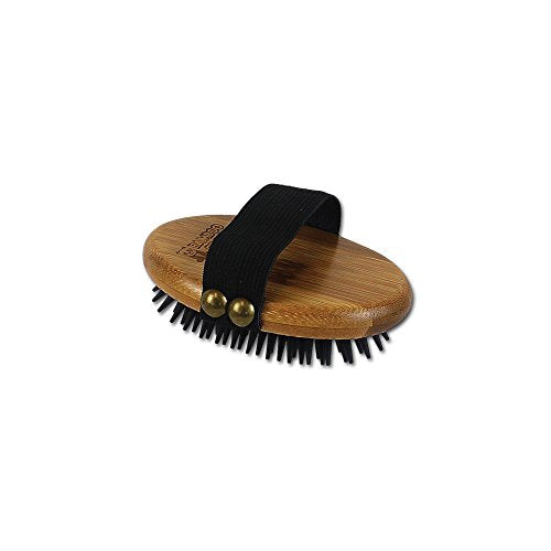 Alcott Bamboo Groom Curry Brush with Rubber Bristles for Pets,Brown - style: Curry Brush with Rubber Bristles