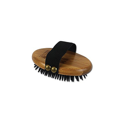 Alcott Bamboo Groom Curry Brush with Rubber Bristles for Pets,Brown - style: Curry Brush with Rubber Bristles