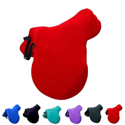 Majestic Ally English Saddle Cover with Adjustable Handle, 4-Way Stretch Spandex/Elastane Fabric, Multiple Colors (Red) - color: Red