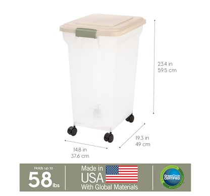 IRIS USA Dog Food Storage Container, Up to 58 lbs, Almond, Made in USA - color: Almond, size: 58 lbs