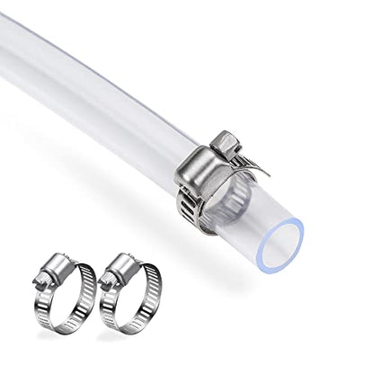 DAVCO 3/8" ID - 50 ft Clear Vinyl Tubing, Low Pressure Flexible PVC Tube, Heavy Duty UV Chemical Resistant Lightweight Plastic Vinyl Hose, BPA Free and Non Toxic, with 2 Stainless Clamps - size: 3/8"ID, style: 50 Feet