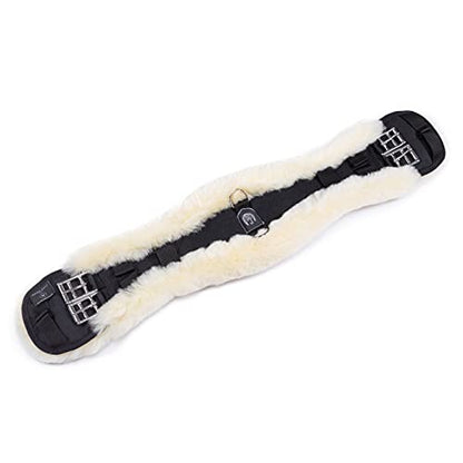 Werner Christ Horse Contour Girth Dressage Anthracite, Made of Real Sheepskin in Black Natural, Size 65cm - color: Black Natural, size: 65cm