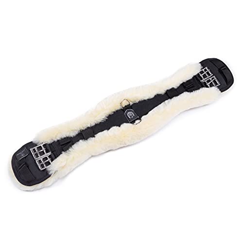 Werner Christ Horse Contour Girth Dressage Anthracite, Made of Real Sheepskin in Black Natural, Size 55cm - color: Black Natural, size: 55cm