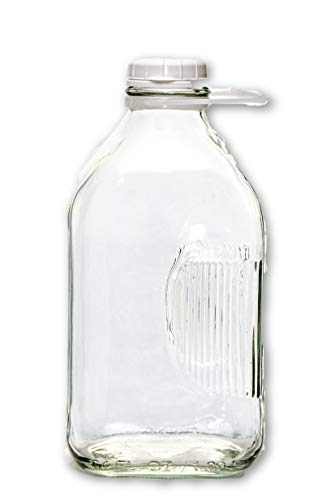 The Dairy Shoppe Glass Milk Bottle, Heavy Glass with 48mm Lid, Creamery Style (64 oz/1 pk, Half Gallon) - size: Half Gallon