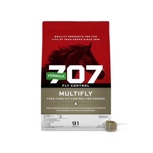 Formula 707 MultiFly Feed-Thru Fly Control Pellets for Horses - Palatable & Safe Fly Population Reduction (5 lb Bag - 91 Servings) - size: 5 lb Bag