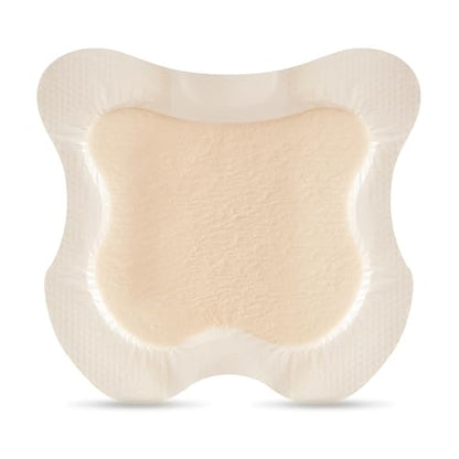 HALYARD Multi-Layer Bordered Silicone Foam Wound Dressing Sacral Bandage Gentle Adhesive Superabsorbent Core Conformable & Breathable Water Resistant Protective Film Backing, 9 Inch x 8 Inch (Box of - size: 9"x8"
