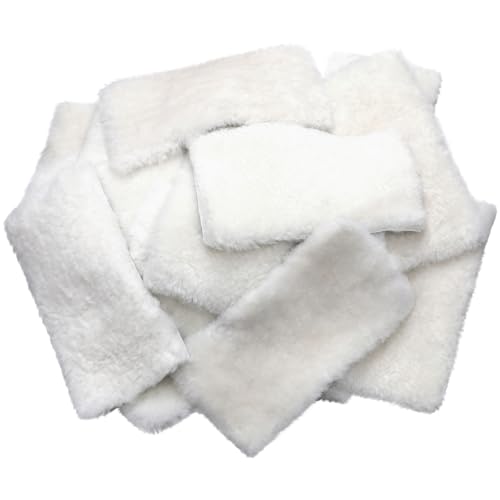 Yoojahow 20 Pcs Sheepswool Leather Remnants, Pure Sheepskin Lambs Wool Scrap, Sheep Leather and Wool, 10" x 5" Sheepskin Pad Scrap for Polishing Cleaning Painting Staining Arts & Crafts