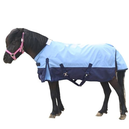 1200D Mini Horse/Pony Blanket 0g No-Fill Waterproof Turnout Sheet - color: Light Blue, size: 39"