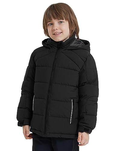 ZSHOW Boys' Puffer Jacket Soft Fleece Lined Winter Coat Outerwear Jacket - color: Pure Black, size: 14-16