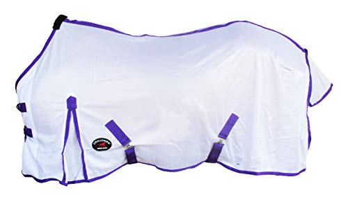 66" Horse Airflow Mesh Summer Cooler Sheet Purple 7334 - color: White Purple Trim, size: 66 inches