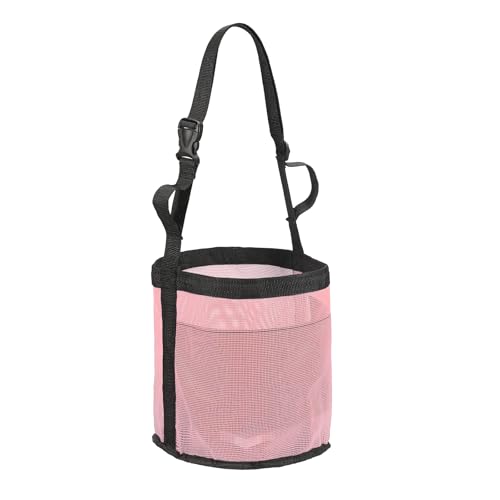 Horse Feed Bag, Horse Muzzle Hay Bags with Adjustable Strap Nylon Mesh Waterproof Bottom Grain Horses Bag, (Pink, M,1 Pcs), Intended for Feeding Grain/Powder/Hay - color: Pink, size: M