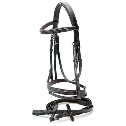 Jeffers Uniquely English Leather Horse Bridle with Reins, Padded Crown, Adjustable Noseband, English Bridle Tack for Hunter, Jumping, Dressage, Riding - size: Cob
