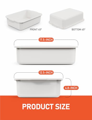 White 13 L Commercial Bus Tubs/Tote Box, 5-Pack Plastic Storage Wash Basin Tub - color: White, size: 13 Liter-White