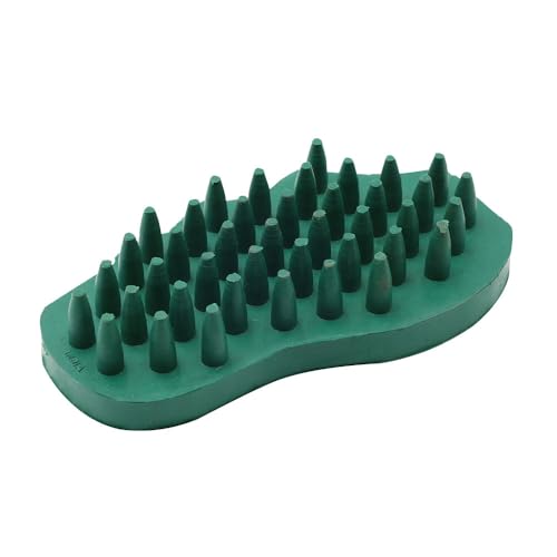 Grewal Equestrian Snuggy Clean Large Teeth Rubber Groomer Curry (Dark Green) - color: Dark Green