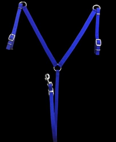 Majestic Ally Nylon Padded Equestrian Browband Headstall, Reins & BreastCollar Set for Horse- Full - color: Royal Blue