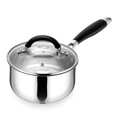 E-far 2 Quart Stainless Steel Saucepan with Lid, Milk Sauce Pot for Kitchen - size: 2 Quarts