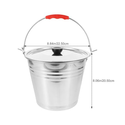 Hemoton Stainless Steel Bucket with Lid 5.5 Qt Multi-Purpose Household Water Bucket for Milking Dairy Storage and Compost Use with Comfortable Handle