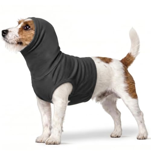 ROZKITCH Dog Neck Protector, Dog Neck Surgery Recovery Suit | Surgical Neck Cover Cat Ear Hematoma Wrap Darkgrey S - color: Darkgrey, size: S(Chest: 16.9")