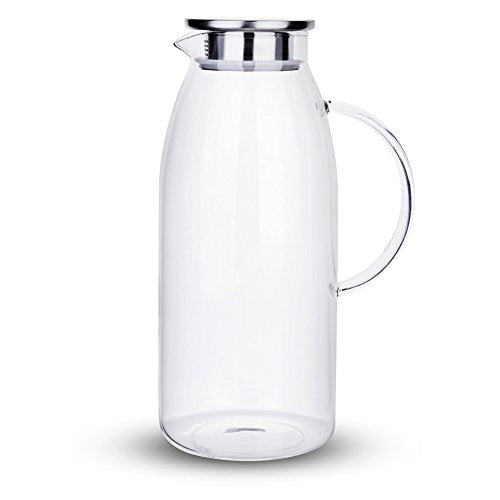 Purefold 100 Ounces Large Glass Pitcher with Lid, Hot/Cold Water Glass Jug | Iced tea, juice, milk, coffee, sangria pitcher. 0–300°F. Leakproof, dishwasher safe. BPA free borosilicate glass. - size: 100 OZ