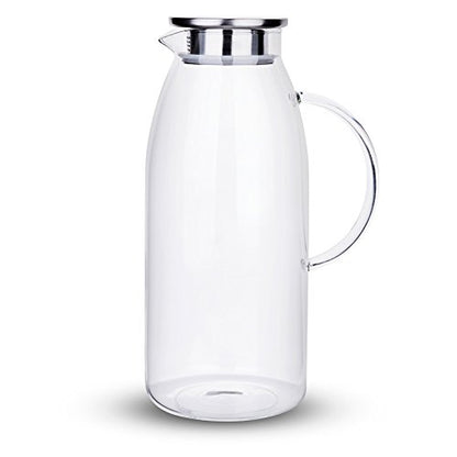 Purefold 100 Ounces Large Glass Pitcher with Lid, Hot/Cold Water Glass Jug | Iced tea, juice, milk, coffee, sangria pitcher. 0–300°F. Leakproof, dishwasher safe. BPA free borosilicate glass. - size: 100 OZ