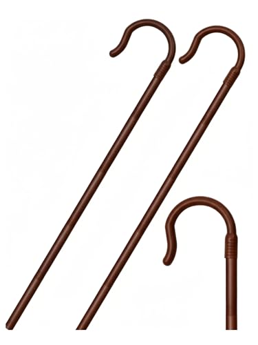 Poen Shepherds Hook Costume Staff 5ft Plastic Walking Cane - color: Brown