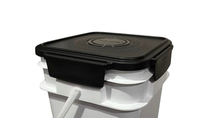 House Naturals 4 Gallon Square Food Grade Plastic Bucket with Lid, Made in USA (Pack of 2) BPA Free (White) - color: White