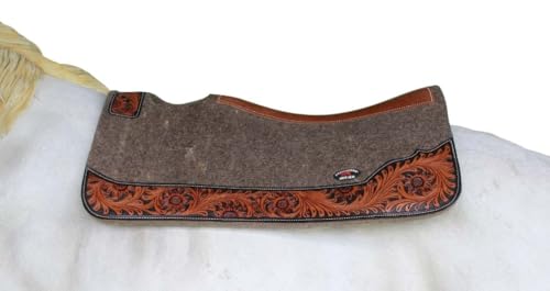 Horse 32"x30" Western Contoured Wool Felt Therapeutic Saddle Pad 39253 - color: Grey