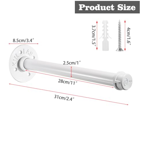 Sumnacon Wall Mounted Clothes Rack for Wardrobe, 2Pcs 12 Inch, White - color: White, size: 12 Inch
