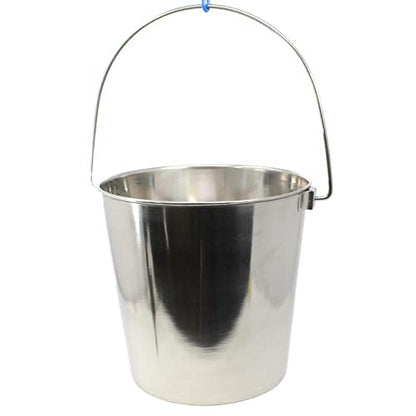 Bonka Bird Toys 800102 6 Quart Stainless Steel Pail Durable Shiny Metal Pets Food Water Liquid Treat Feed Bucket Small Animal Storage Seed Mineral Health Groom