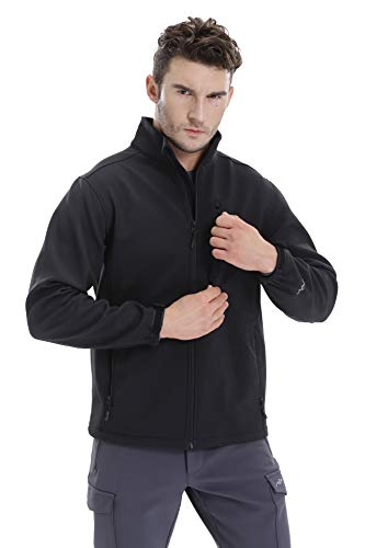 TRAILSIDE SUPPLY CO. Men's Softshell Jacket Fleece Lined Windbreaker,Lightweight Water Resistant Winter Coat - color: Black (022), size: 4X-Large
