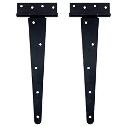 HLMOptimo Heavy Duty Tee Hinge - All Size Black Rustproof Shed & Gate Hinge (2 pcs, 12 inch) - size: 12 Inch, style: 2 pcs