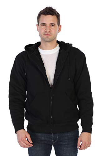 Gioberti Men's Soft Heavyweight Sherpa Lined Fleece Hoodie Jacket - color: Black B, size: X-Large