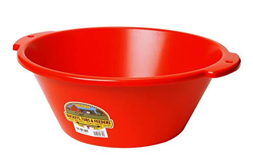 Little Giant® Plastic Feed Pan | Heavy Duty Mountable Livestock Feeding Bucket | Plastic Tire Feeder | Impact & Crack Resistant | 18 Quart | Red - color: Red, size: 18 Quarts