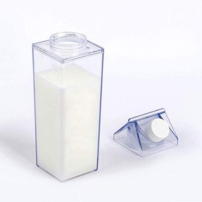 Milk Carton Water Bottle 33oz (1000mL) Plastic Square Milk Bottles No BPA Leakproof Water Bottle Portable Reusable Milk Carton Shaped Juice Bottle Perfect for Fitness Gym Camping Sports