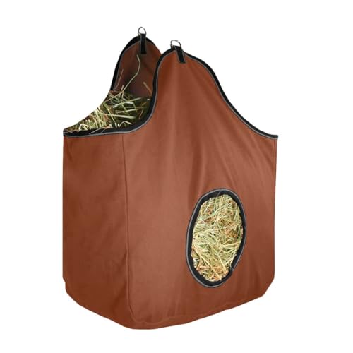 Tahoe Tack Pair of 2 Extra Wide 19" x 12" x 20" Canvas Hay Bags for Horses and Livestock Fits 3-4 Large Flakes of Hay (Tan) - color: Tan