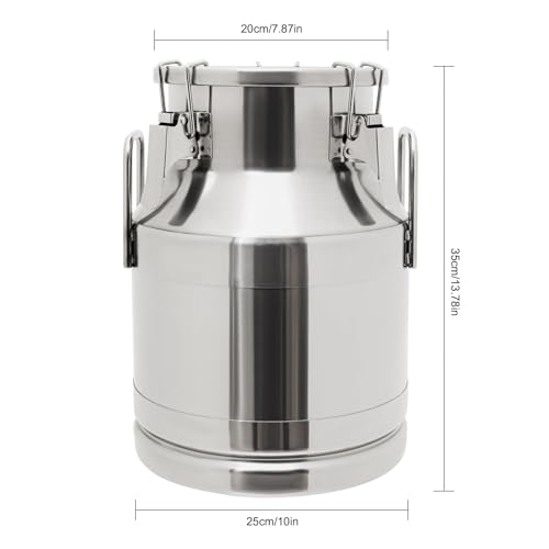 10L Stainless Steel Milk Can, Heavy Duty Food Storage & Transport Container for Dairy, Wine, Grains, Ideal for Home, Farm & Commercial Use, Without the Faucet - size: 10