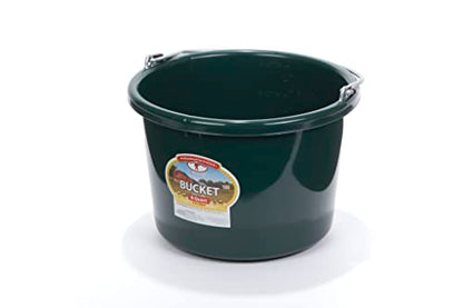 Little Giant® Plastic Animal Feed Bucket | Round Plastic Feed Bucket with Metal Handle | Made in USA | 8 Quarts | Green - color: Green