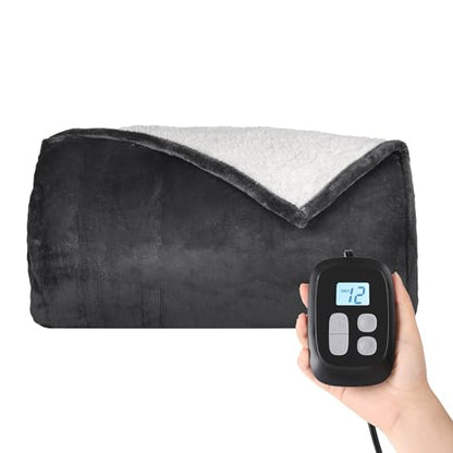 Heated Blanket Electric Blanket Queen Size 84''x90'' with 10 Heating Levels, 1-12 Hour Auto Shut Off, Machine Washable, Dual Controller Soft Warming Blanket for Couch, Bed, Office - Dark Grey - color: 02-dark Grey, size: 84''x90''(Queen)