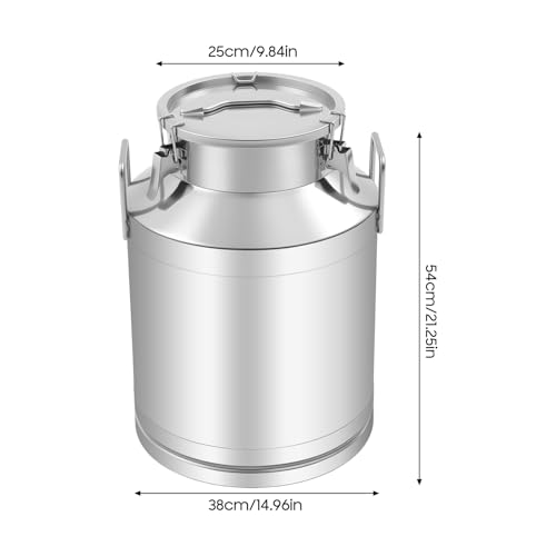 1MM Thickened Stainless Steel Milk Can Large Liquid Container Storage,Stainless Steel Milk Bucket with Sealing Lid and Carry Handle,for Wine, Oil Storage Transport (50L/13.2Gal) - size: 50L/13.2Gal