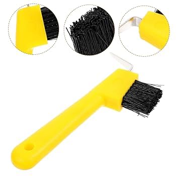 MPMH Ergonomic Horse Hoof Pick Brush with Heavy-Duty Rust-Resistant Steel Pick and Durable Nylon Bristles – Ideal for Hoof Care, Easy to Clean (Yellow) - color: Yellow