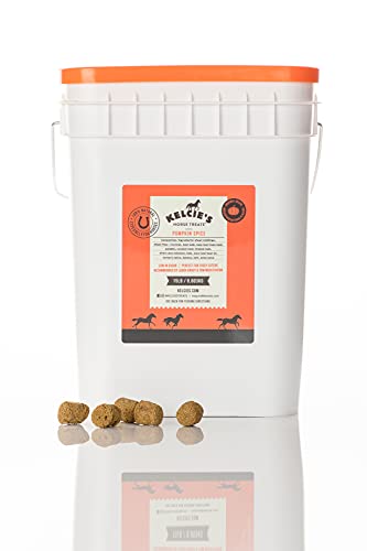 Kelcies Pumpkin Spice Horses Treats - Low Sugar, Starch, and Carbohydrates | Healthy Treats for Horse Supports Superior Digestion 15 Pound Bucket (Pack of 1) - size: 15 Pound (Pack of 1)