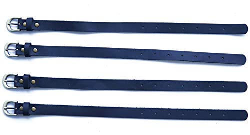 Jeereal Genuine Leather Stirrup Straps (4 Pack) with Metal Buckle Adjustable Length - color: Pure Black